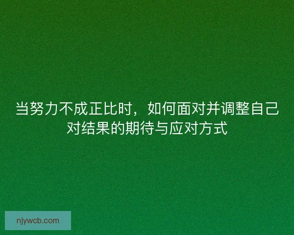 当努力不成正比时，如何面对并调整自己对结果的期待与应对方式