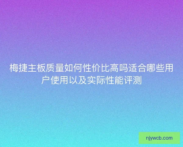 梅捷主板质量如何性价比高吗适合哪些用户使用以及实际性能评测